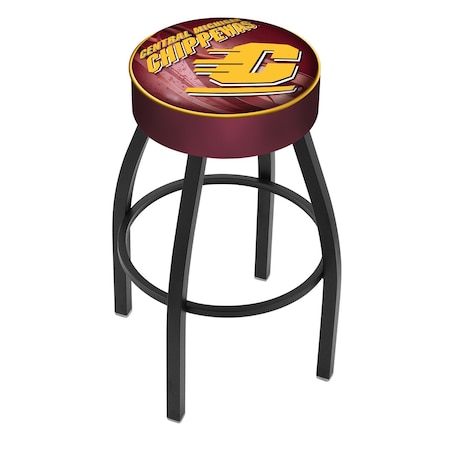 Holland Bar Stool Co 30" Central Michigan Cushion Seat, Blk Wrinkle Base Swivel Bar Stool L8B130CenMic-D2